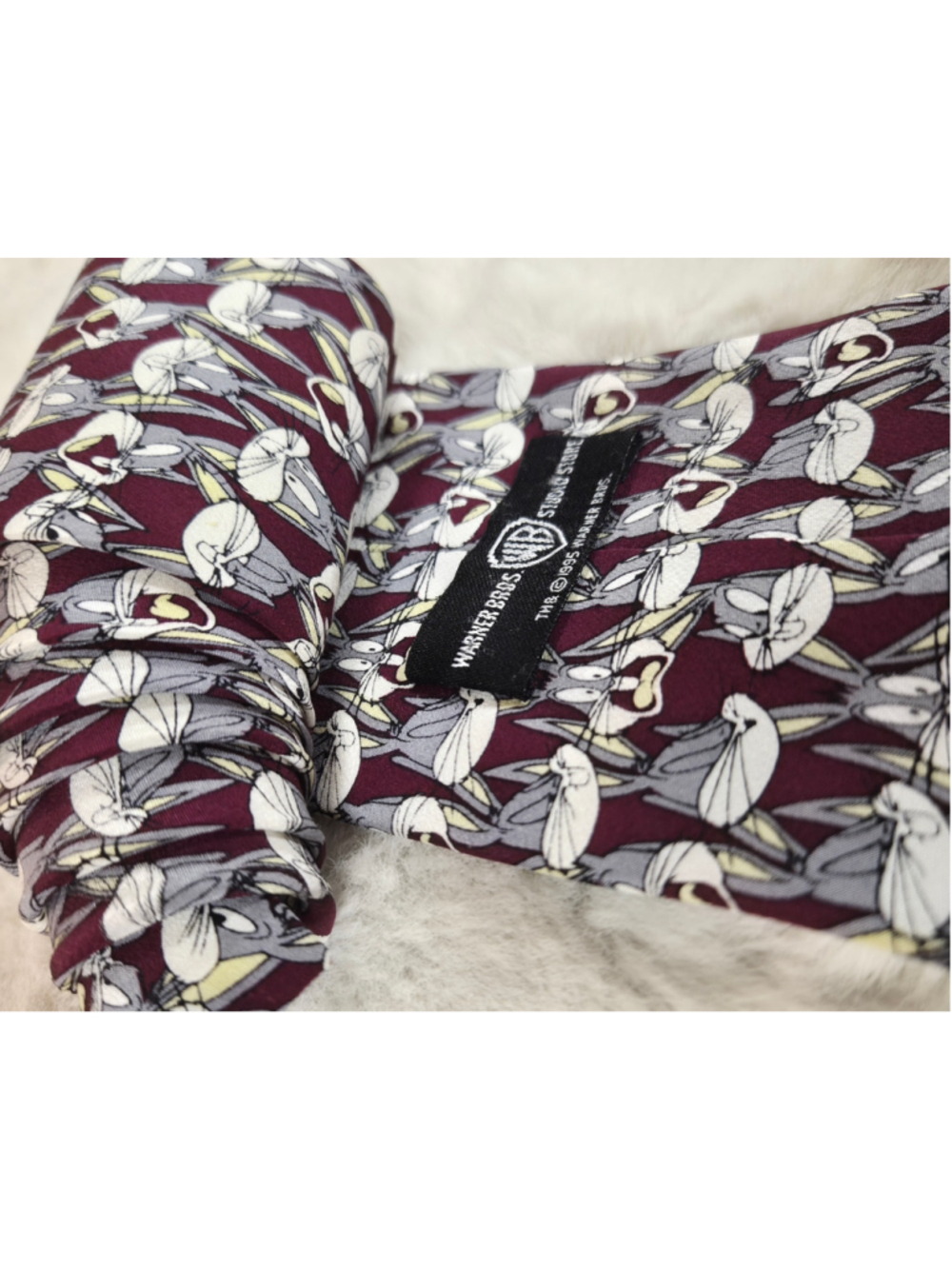 Vintage 1995 Warner Bros Bugs Bunny Tie Studio Store Looney Tunes 90s Cartoon - Picture 7 of 8